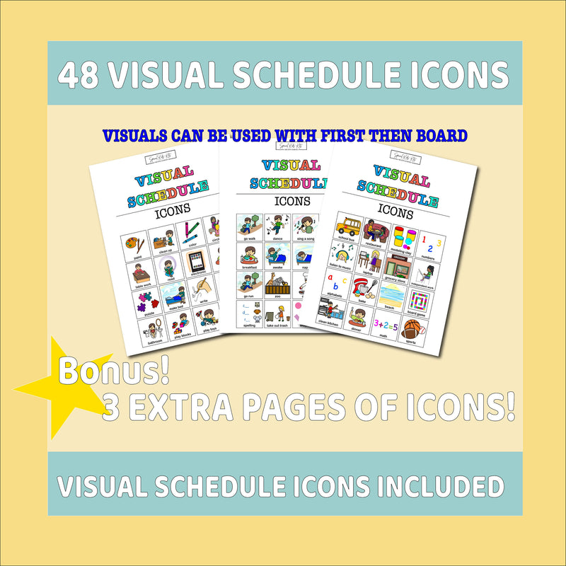Printable Blue First Then Board + 16 Icons for Kids | First Then for Autism | Behavioral Therapy | ABA | ADHD | Bonus Visual Schedule Icons!